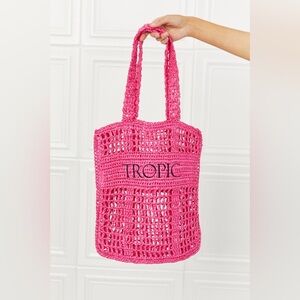 Fame Tropic Babe Staw Tote Bag Hot Pink